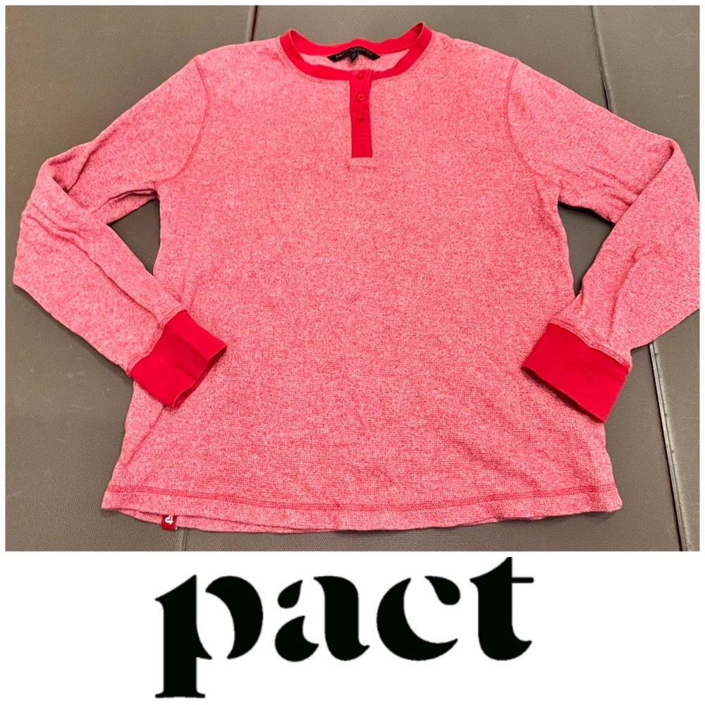Pact Organic Cotton Thermal Henley Waffle Shirt Sustainable Minimalist Men’s‎ XL